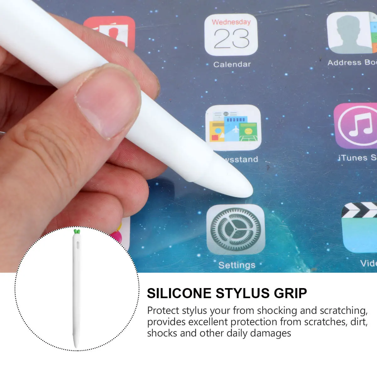 

Carrot Shaped Silicone Stylus Grip Cover For Pencil 2 White Lightweight Anti Slip Touch Pen Holder Tablet