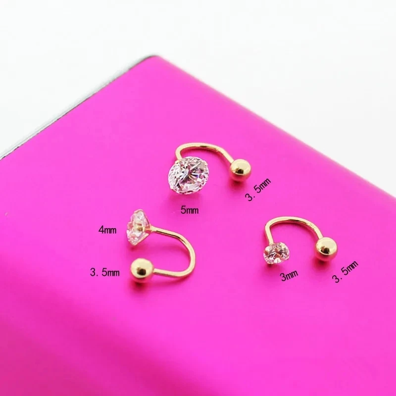 ต่างหูเงินแท้ 925 แบบเจาะหู 1 คู่ สำหรับผู้หญิงและเด็กผู้หญิง ประดับเพชรซิร์คอน แบบห่วงสำหรับเจาะจมูก เจาะหู และเจาะร่างกาย