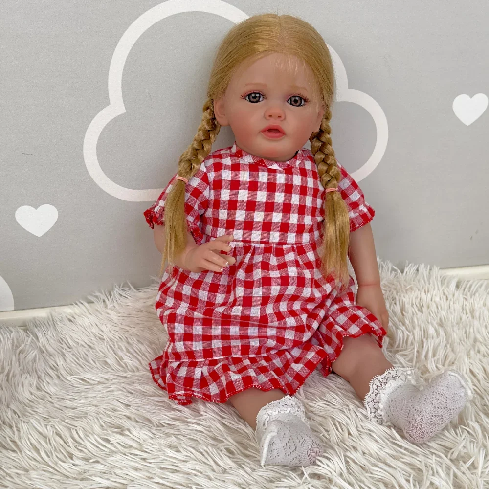 

24inch Reborn Toddler Girl Betty Soft Cloth Body Rooted Blonde Hair Painted 3D Skin Visible Veins High Quality Doll for girls