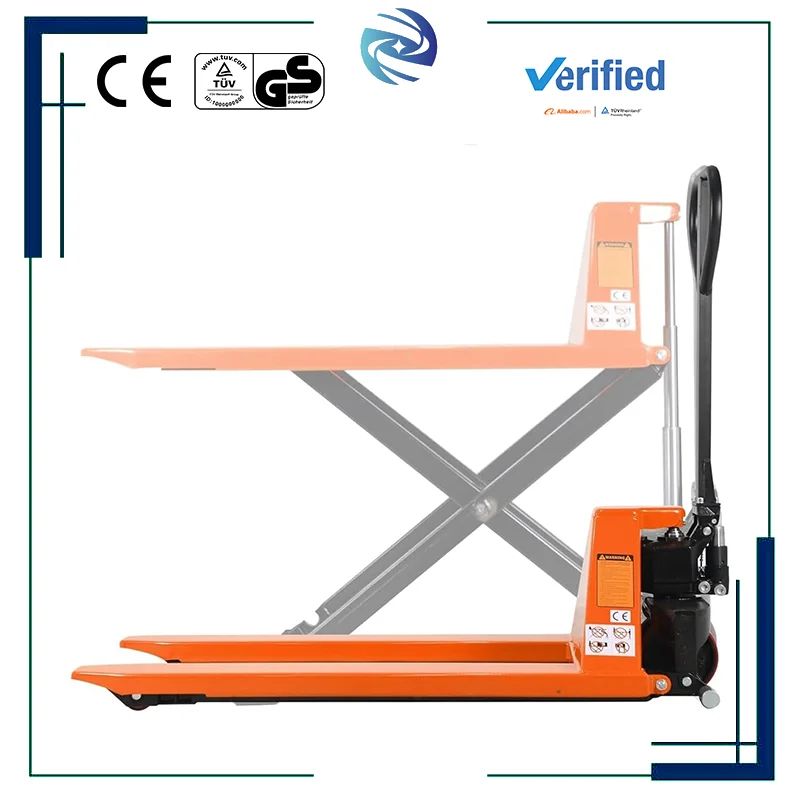 Manual High Lifting Pallet Truck With Scissor Lift For Work Positioning Scissor Lift Design Converts Pallet Handling