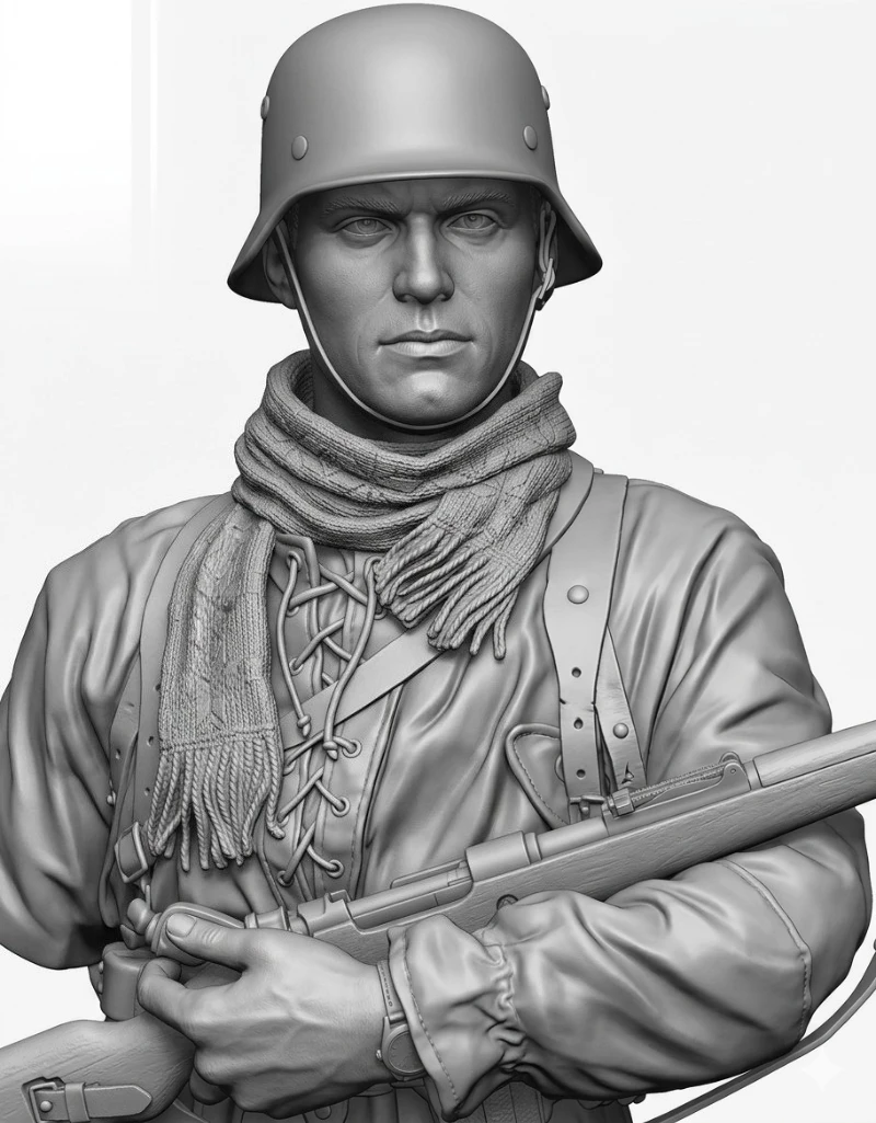 

1/10 Scale Die-Cast Resin Bust Model Kit German Infantryman Statue Unassembled and Unpainted No Base