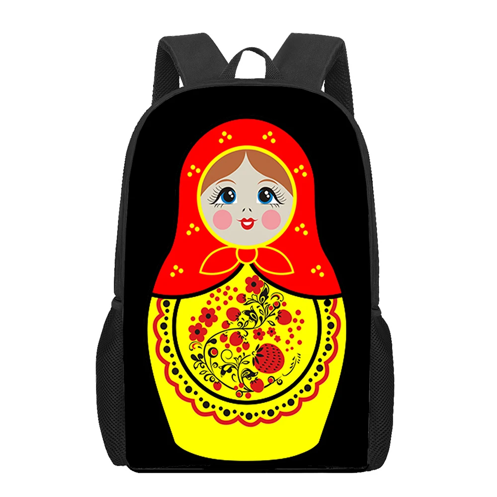 Boneka lucu Rusia Matryoshka Print ransel anak-anak tas sekolah anak laki-laki perempuan remaja tas buku siswa lucu ransel sehari-hari