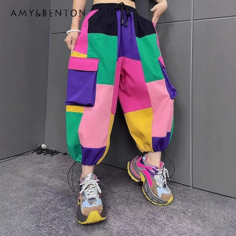 

Popular Design Tie-Dye Cargo Trousers Autumn New Trendy Large Pocket Loose Street Dance Jogger Harem Casual Sports Sweatpants
