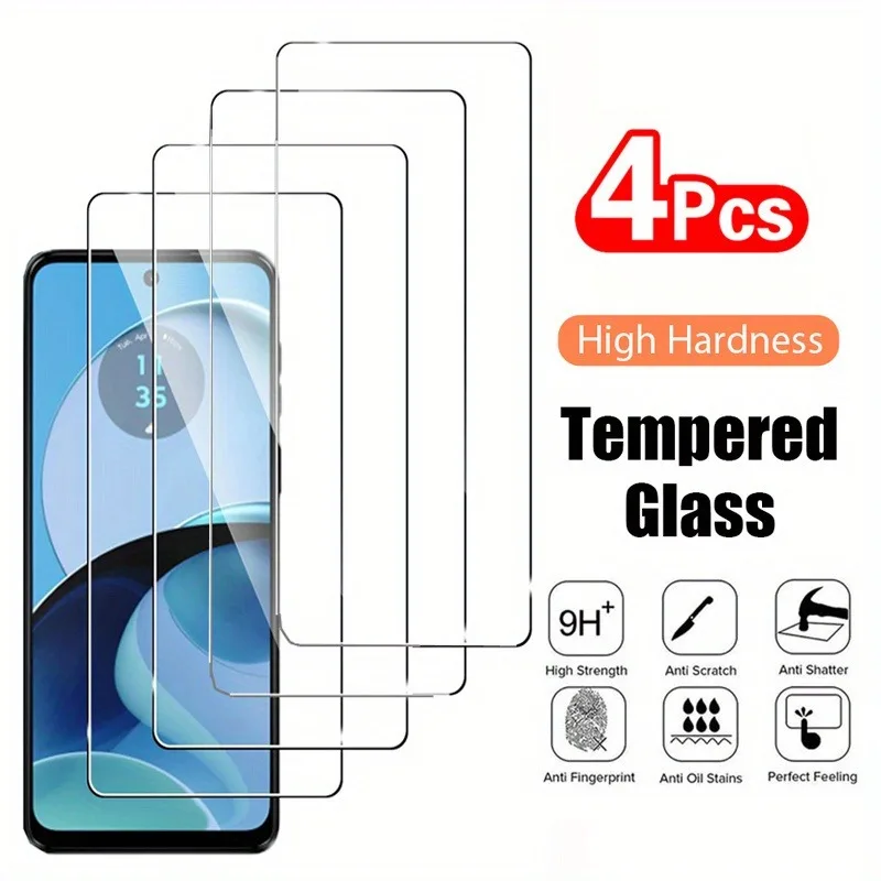 4Pcs Tempered Glass Screen Protectors For Motorola For Moto G04 G14 G24 G34G 54 G64 G84 9H Hardness Transparent Film