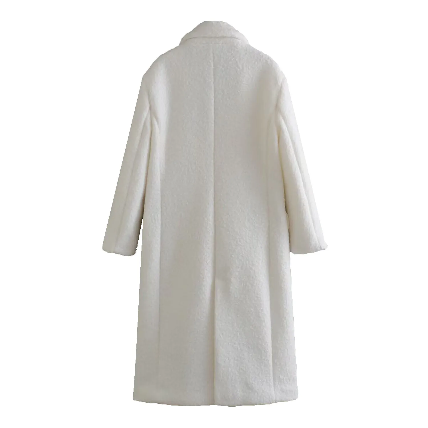 Sólido branco turn down collar manga longa solto casaco longo mulher quente streetwear casaco de pele inverno moda feminina casacos