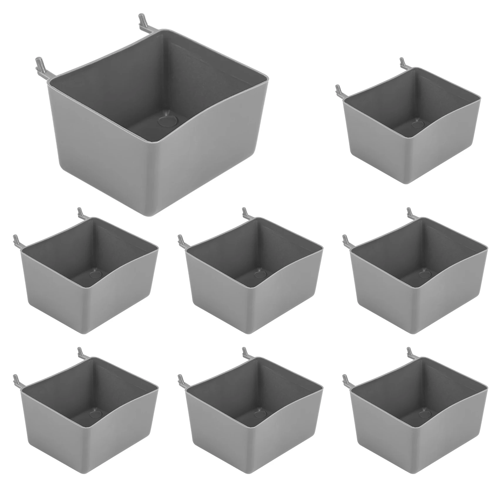 

8 Pieces Pegboard Bins Kit Pegboard Parts Storage Pegboard Accessories Workbench Bins for Organizing Hardware(Grey)