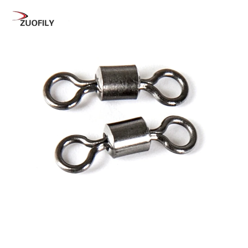 New Hot 50PCS Fishing Barrel Bearing Rolling Swivel Solid Ring LB Lures Connector 11 Sizes