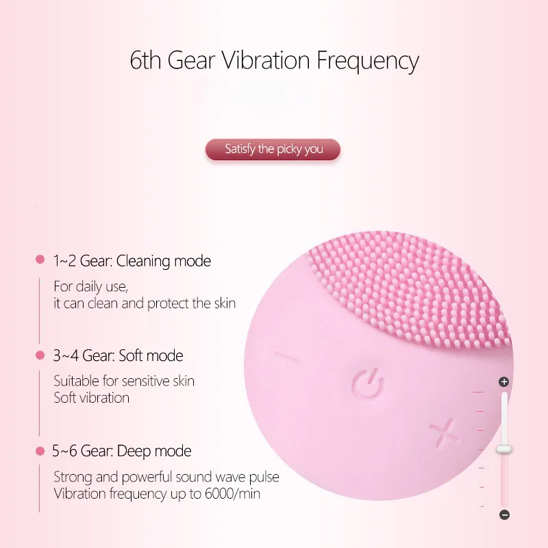 Ultrasonic Electric Silicone Face Cleansing Instrument, Poros Limpeza, Vibração Facial, Massagem Relaxamento Ferramenta