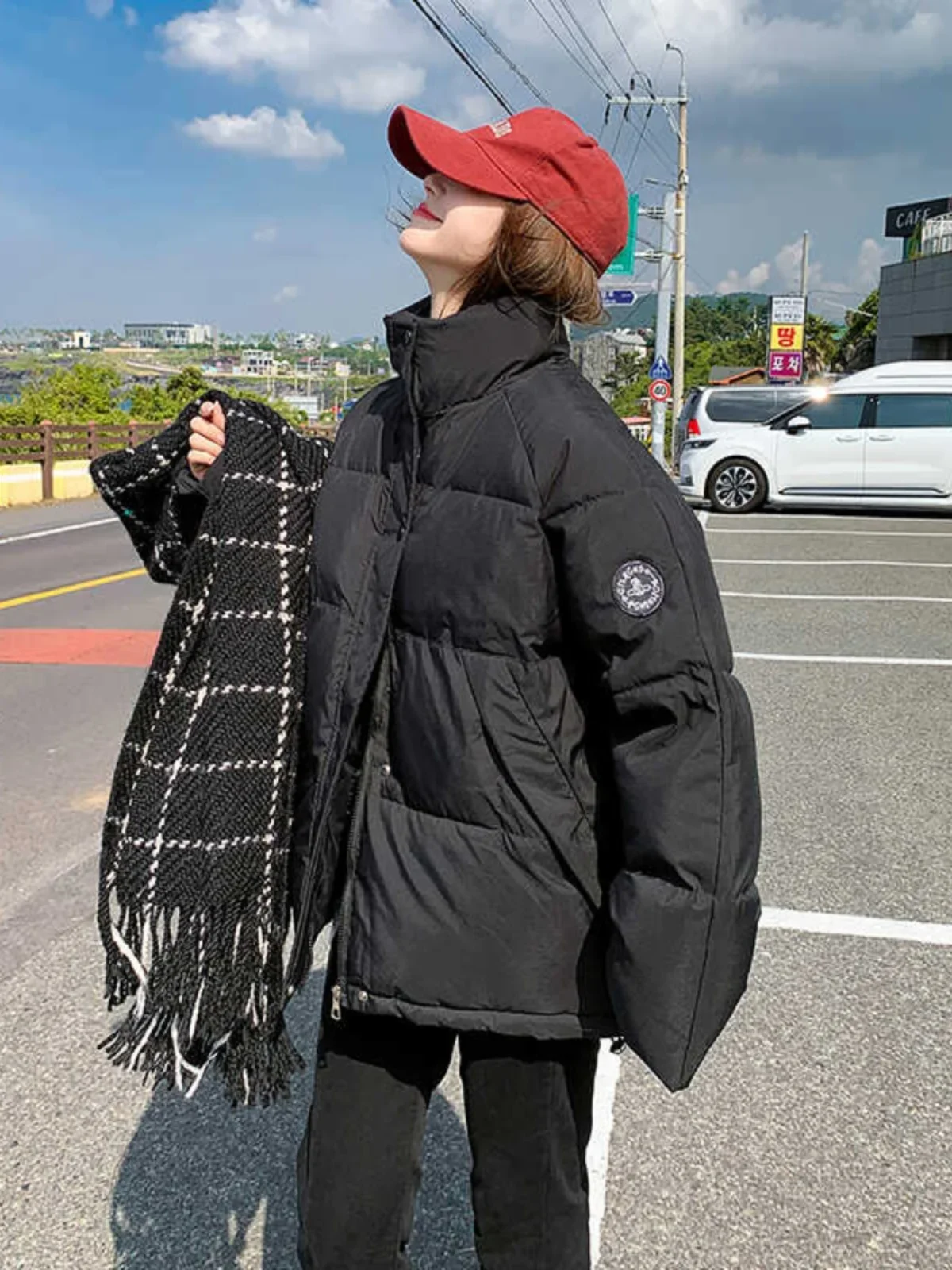 Parkas largas com bolsos para mulheres, streetwear chique, outwear com todos os jogos, outwear quente para meninas doces, estética e Ulzzang, outono e inverno, novidade