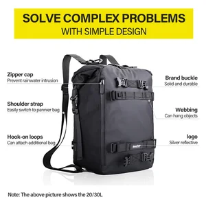 Black engine pannier bag, 10/20/30L, multifunctional, waterproof, rear rack, motorcycle seat bag, universal riding backpack Main Moto Bau Sales - №6