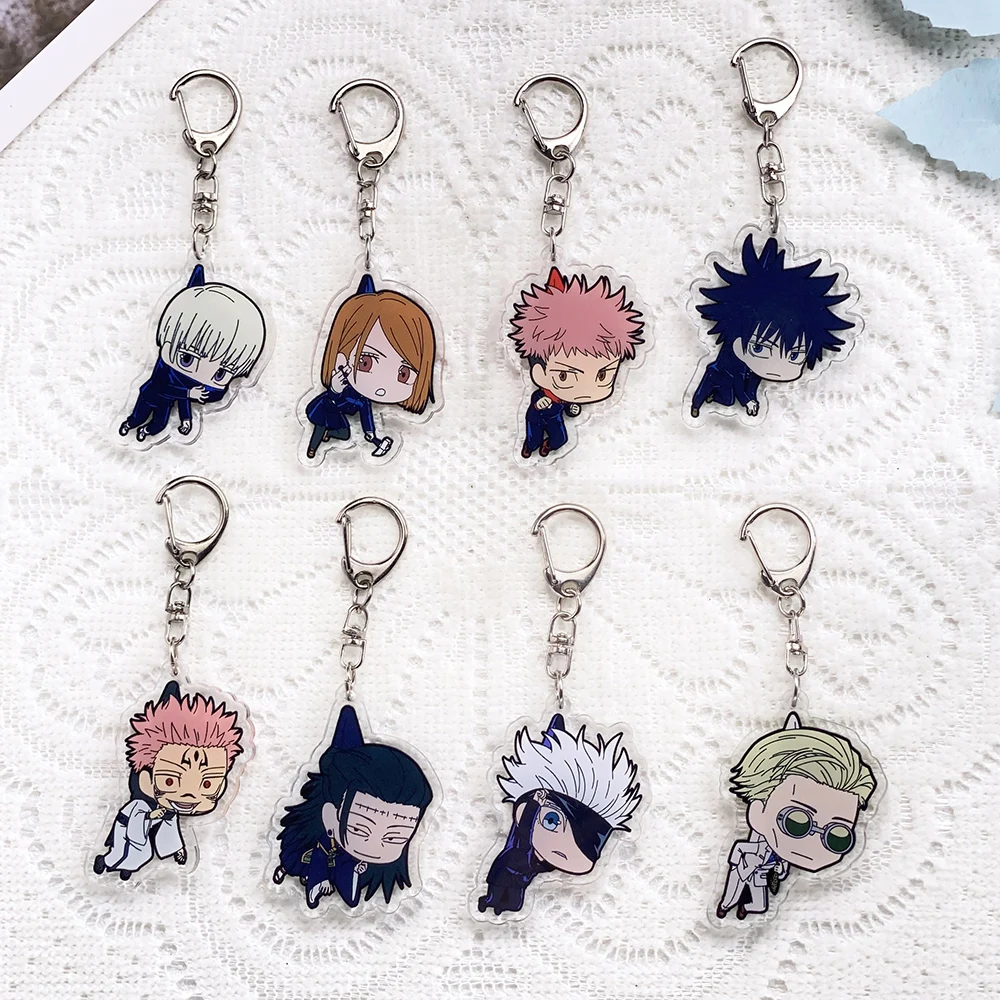 1/16PCS Anime Characters Jujutsu Kaisen Acrylic Keychain Accessories Cartoon Keyrings Friends Gifts Bag Charms Backpack Pendant