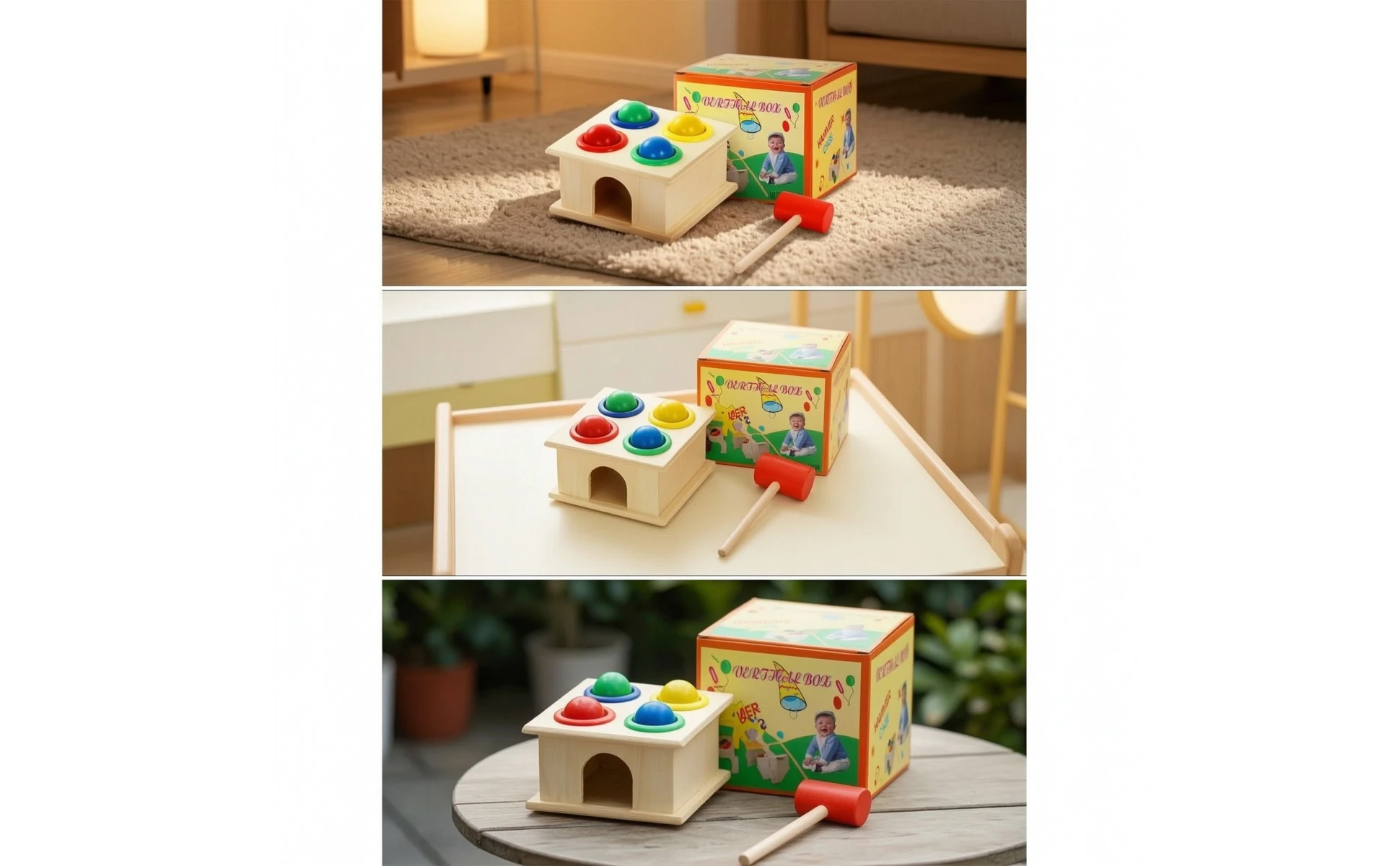 Wooden Pounding Toy Compact Hammering Toy Wooden Mallet Lightweight Mini for Toddlers, Playroom, Classroom