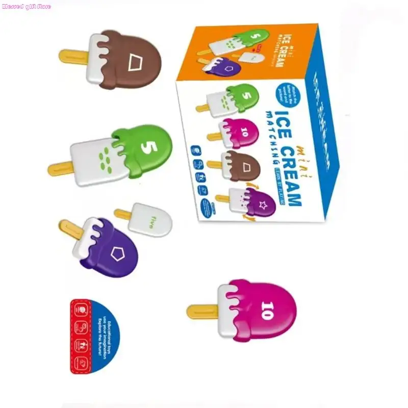 D0JC Ice Cream Thème d'apprentissage précoce pour les tout-petits 26pcs Numéro lettre correspondant aux jeux éducatifs