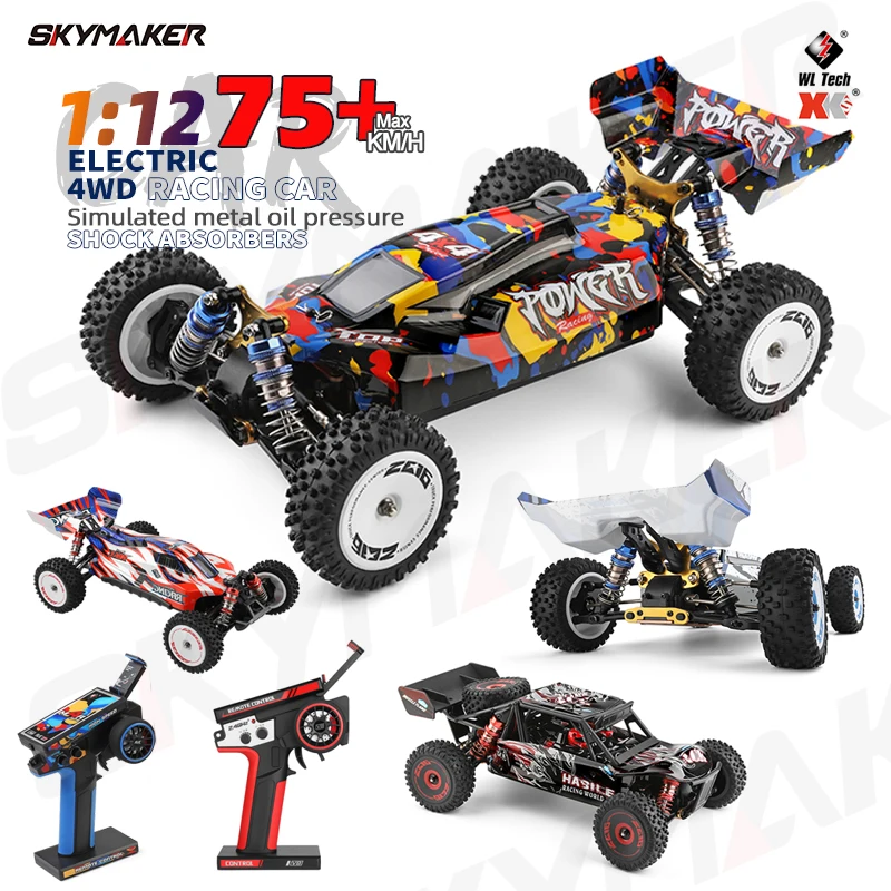 WLtoys 124007 124008 V8 1:12 Brushless RC Car 75Km/H High Speed Metal 4WD Drive Off-Road 2.4G 124016 124017 1/12 RC Car Toys