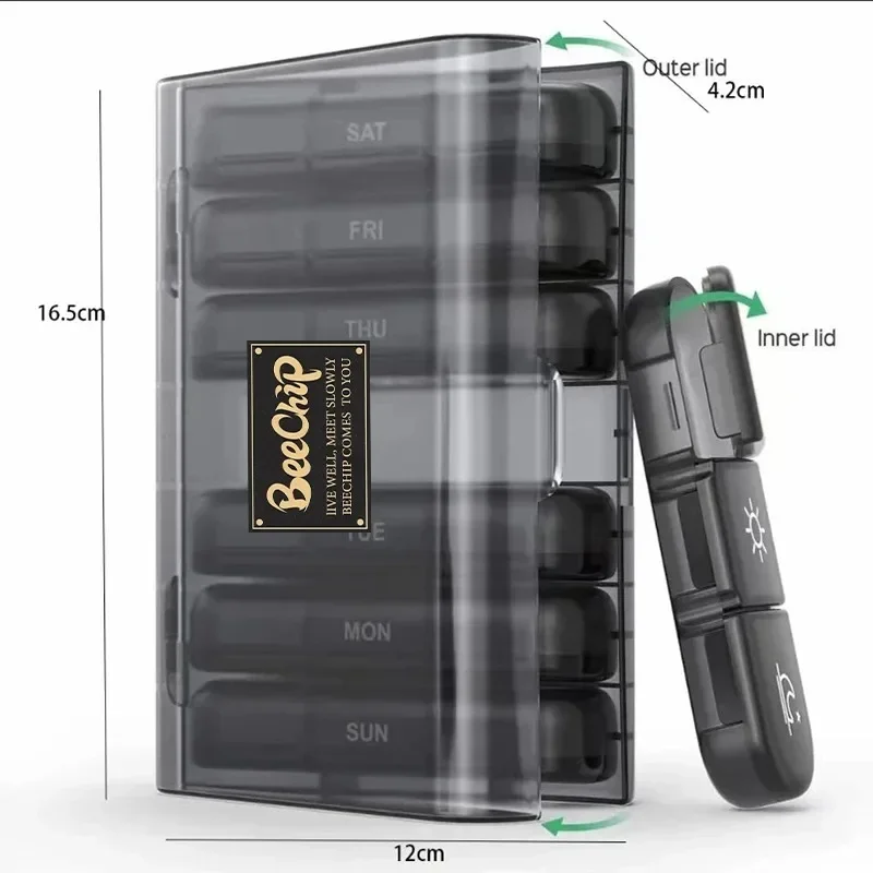 21/28 Boxes of  Medicine Box Seven Days A Week Medicine Boxes Shading Portable Plastic Boxes Drug Packaging Box Large Volume