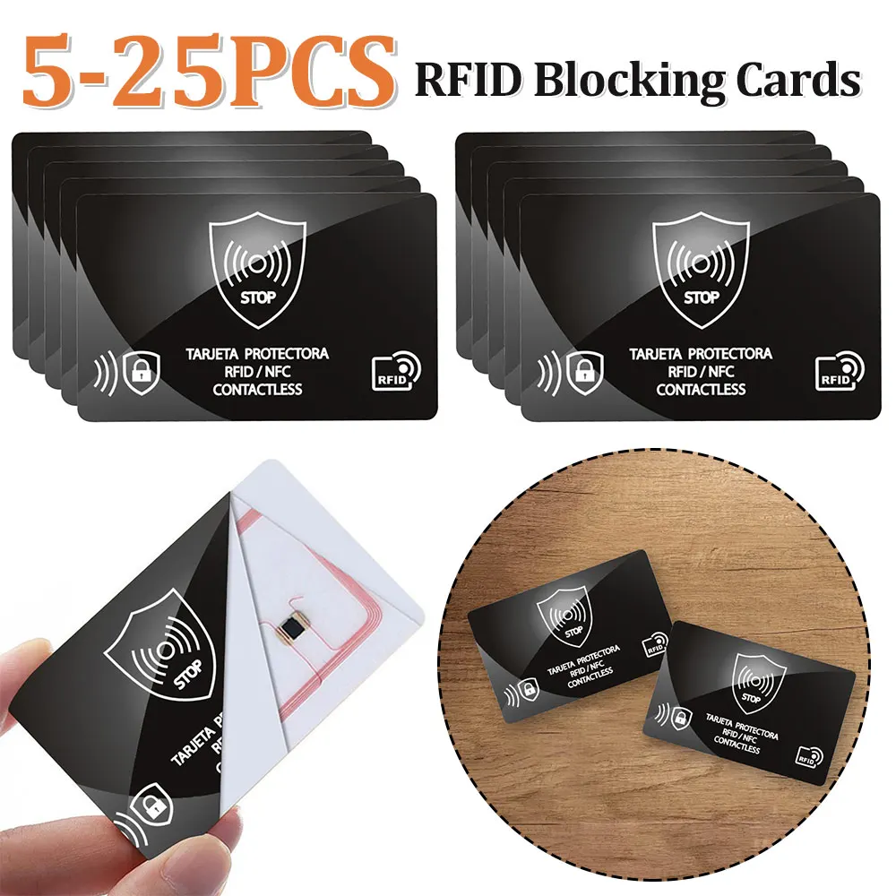5-25PCS RFID Blocking Card One Card Protects Entire Wallet NFC Debit Credit Passport Protector RFID Blocker  Ultra Thin Portable