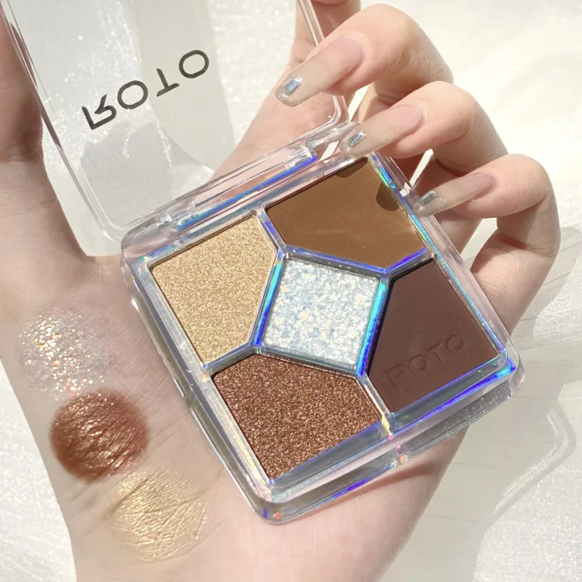 モカチョコレート 5 色のアイシャドウパレットマットパーリーグリッター仕上げ女性メイクチョコレートアイシャドウ日本の化粧品