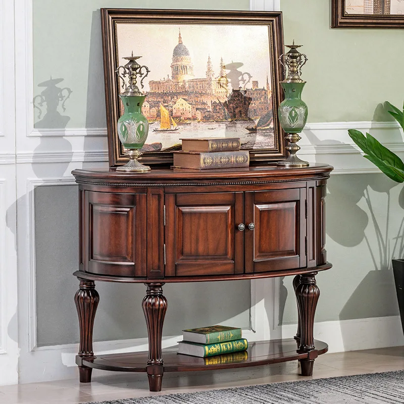 

European Solid Wood Entrance Table Partition Cabinet American Long Corridor Semicircular Entrance Platform All Solid Wood