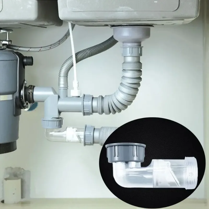 

Комплект изогнутых труб для слива раковины с защитой от запаха, сливная труба для кухонной мойки, соединительный сливной патрубок, аксессуар для дренажной системы
