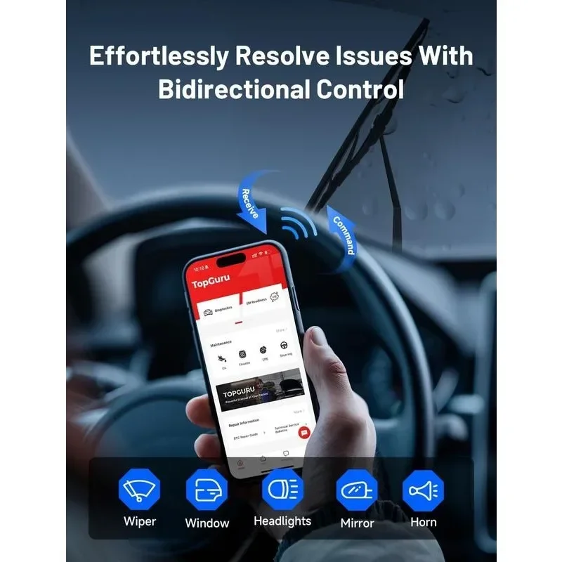TOPDON TopScan OBD2 Scanner Bluetooth Wireless System Diagnostic Tool, 8+ Hot Reset, Bi-directional Control for iOS & Android