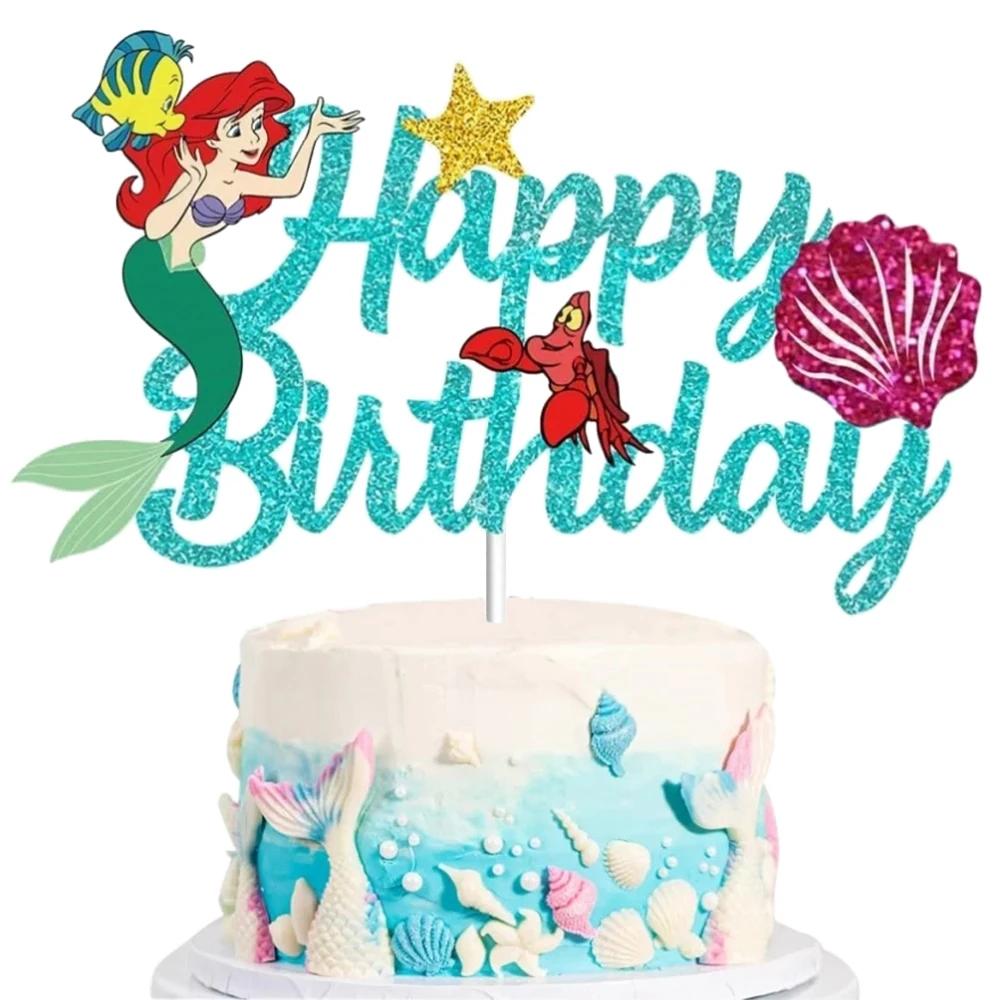 Princess The Little Mermaid Ariel Tableware Set Girl Birthday Decorations Paper Plate Cake Topper Baby Shower Party Supplies