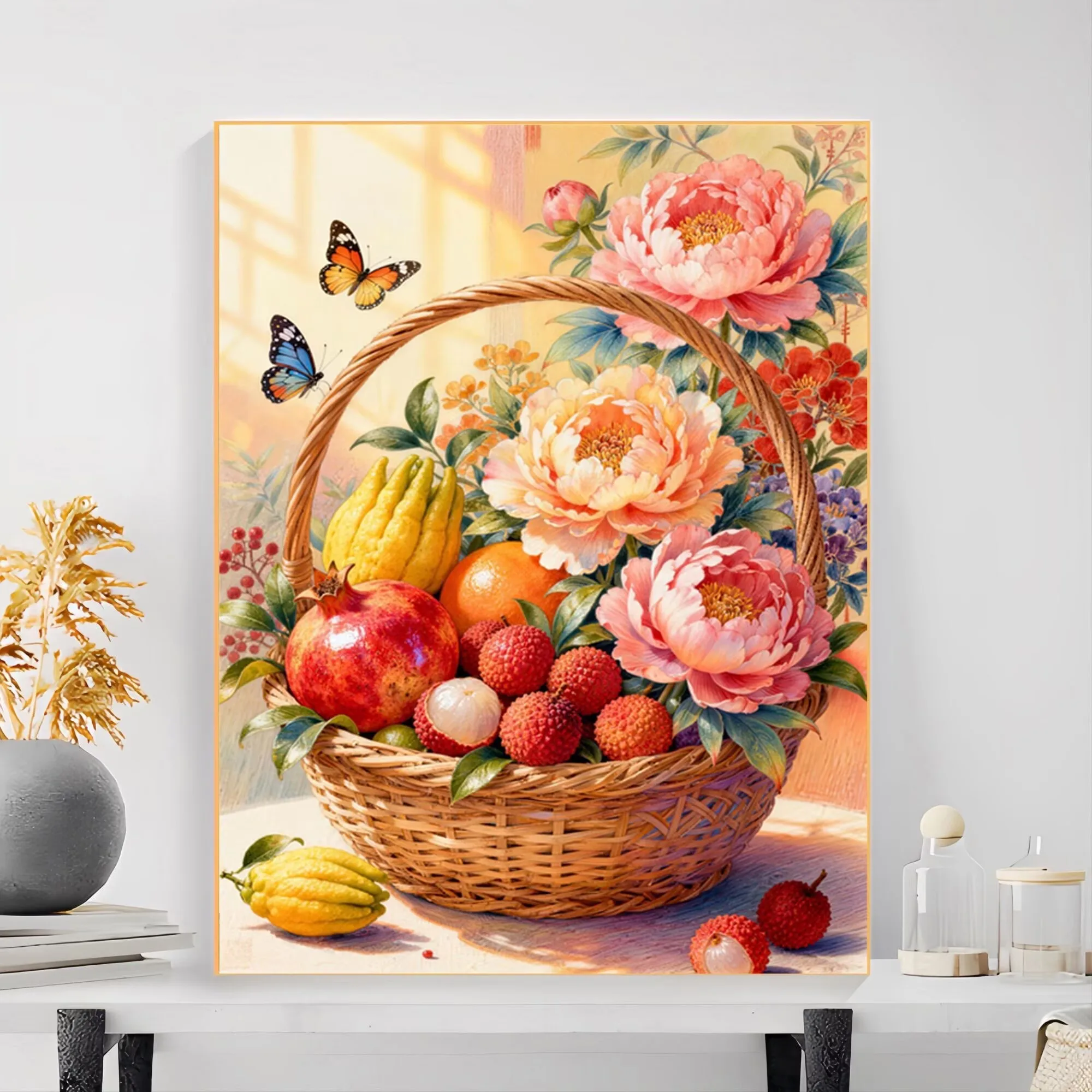 

flower basket 9CT 11CT Embroidery DIY Chinese Style Printed Kits Cross Stitch Thread Needlework Sets Home Decor Crafts
