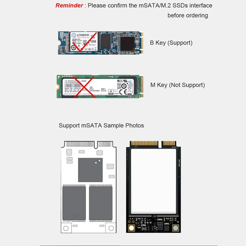 2 in 1 MSATA-SATA NGFF(M.2)-SATA III SATA3 컨버터/어댑터 PCB 어댑터 카드 지지대 MSATA/M.2 NGFF SSD 솔리드 스테이트 디스크