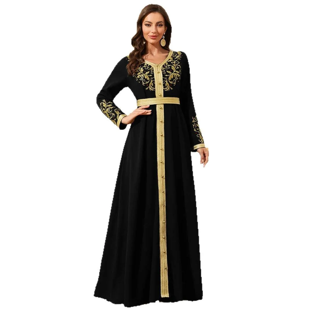 Vestido longo feminino árabe dubai robe vestido de noite vestido preto moda robe abaya ramadan dubai luxo islâmico elegante