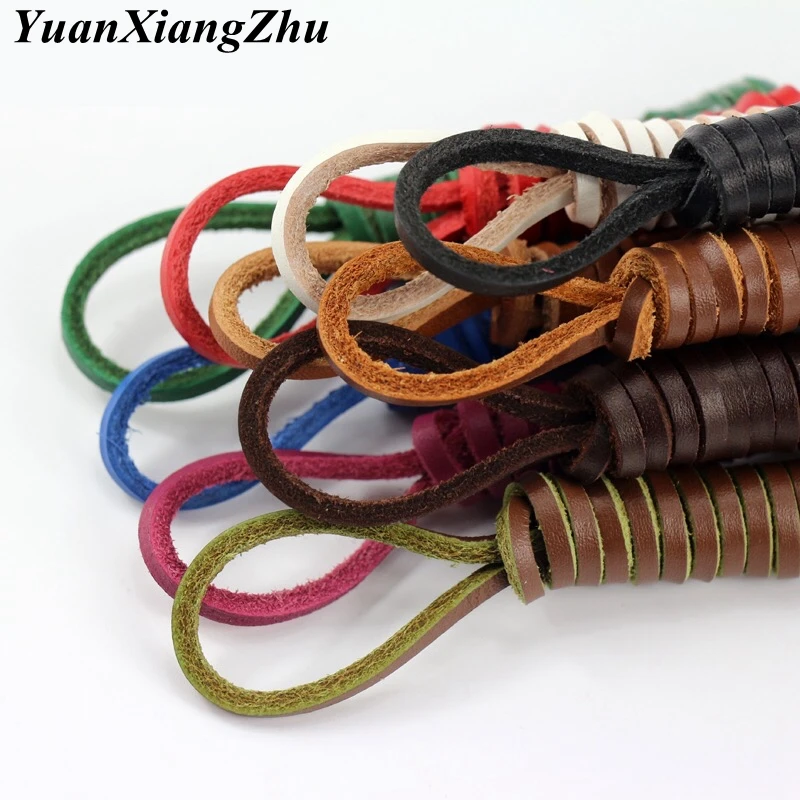 1Pair Top layer leather shoelaces colorful solid shoelace leather shoes'shoelace sports shoelace decorative type shoelaces P-5