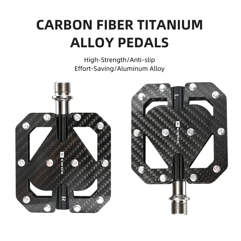 

T800 Carbon Fiber MTB Road Bike Pedals Lightweight with TC4 Titanium Alloy Axle 3 Sealed Bearings Non-Slip Surface for Cycling
