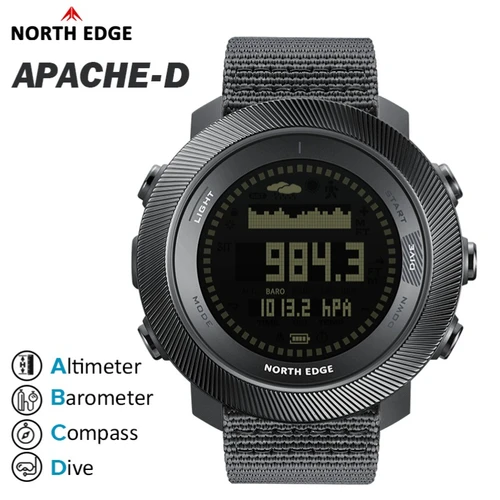 Imagen 2 del producto NORTH EDGE APACHE-D nuevo reloj de buceo gratis deportes al aire libre hombres reloj altímetro barómetro brújula 10ATM relojes impermeables para hombre