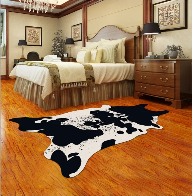 

120x160cm Cow Print Rug Faux Cow Rug Animal Printed Carpet Home Decoration