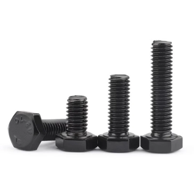 10/40/60/100PCS M3 M4 M5 M6 M8 M10 Black 304 Stainless Steel External Hexagonal Screw Full Tooth Extended Bolt