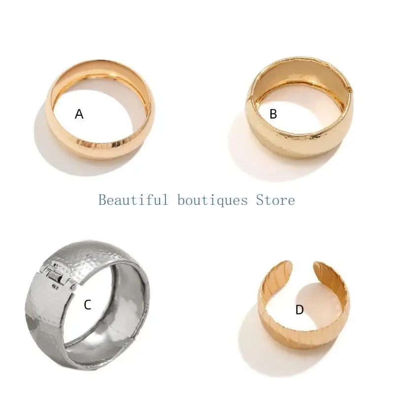 U4LF سوار عريض أنيق قابل للتعديل أساور للجنسين مجوهرات موضة مجوهرات معدنية نسيج معدني هدية للمرأة والرجل #4