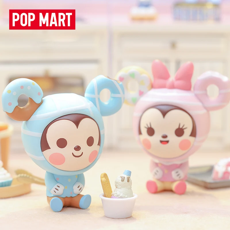 Pop Mart Mickey and Minnie Dessert Sit Blind Random Box Toys Figure Desk Accessories Lovely Dolls Model Home Decor Girls Gift