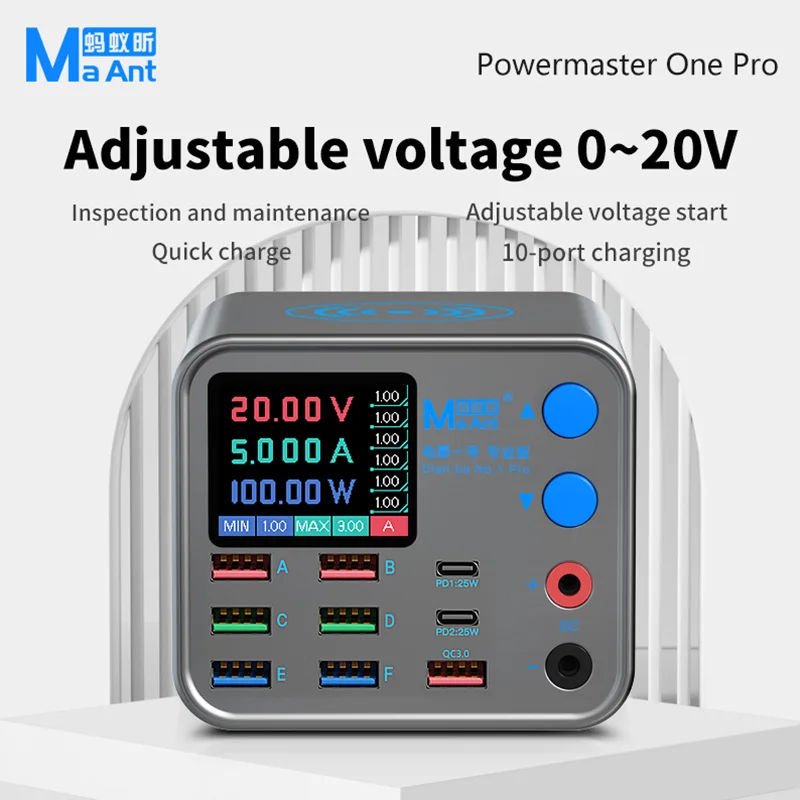 Imagem -02 - Maant-powermaster One Pro Multifuncional Ferramenta de Reparo de Carregamento Rápido Máquina de Queima Testes e Manutenção Saída Multiport