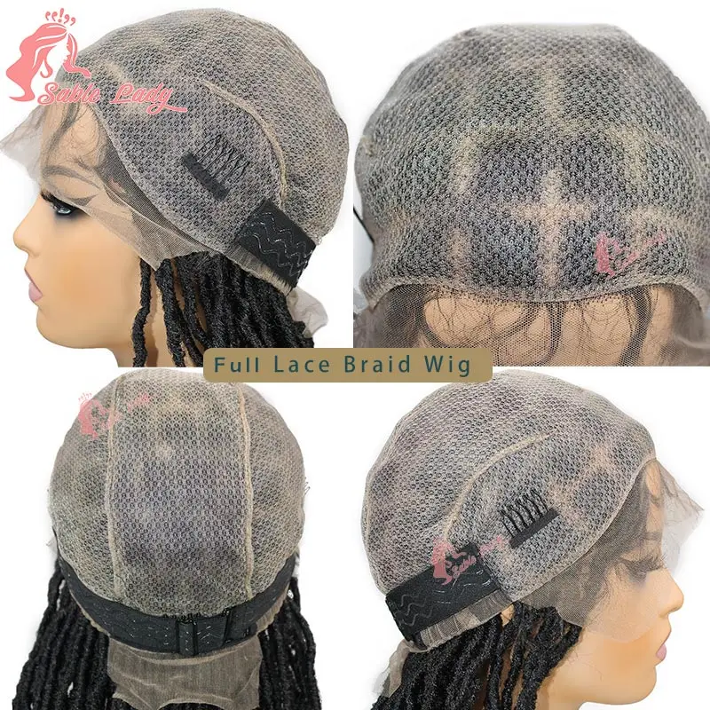 Perruque Full Lace Front Tressée, Perruque Synthétique Papillon Faux Locs, Tresse Box, Perruque Tressée Sans Nministériels d, Tresses Torsadées, 40 Pouces