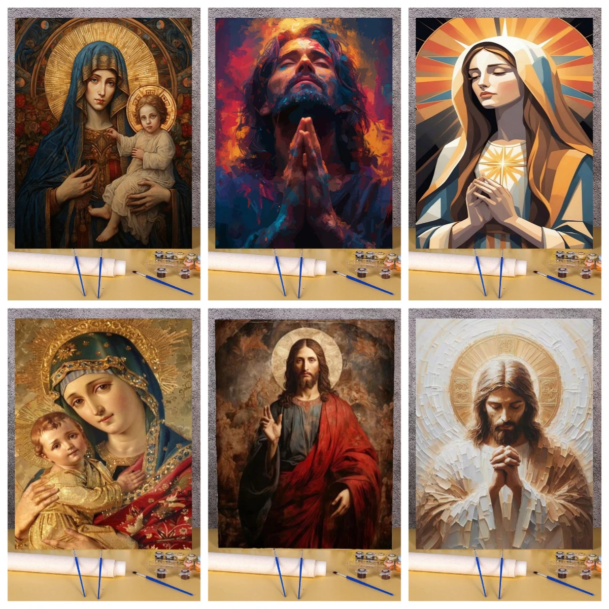 1 pièce, peinture par numéros DIY sans cadre 40x50cm pour adultes, Jésus, peinture acrylique sur toile, Religion, pour mur de salon, maison
