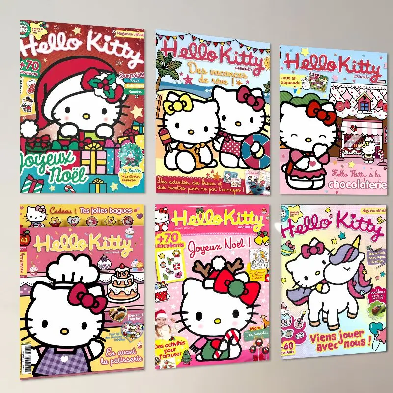 20Pcs/Set Kawaii Hello Kitty Poster Stickers Cute Sanrio Magazine Cartoon Posters Cat Bedroom Dormitory Decoration Wall Sticker