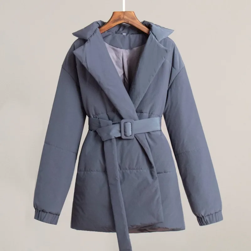 Women's Autumn/Winter Top Coat Cotton Coat Lapel Waistline Solid Color Retro Comfortable Casual Design Fashion Niche Versatile