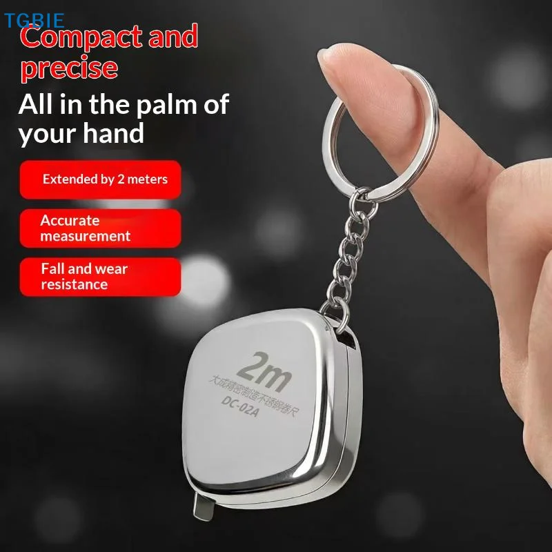 [TL]1PCS Mini 2m Small Tape Measure Keychain, Stainless Steel Retractable Key Ring Tape Measure Precision Pocket Tape Measure