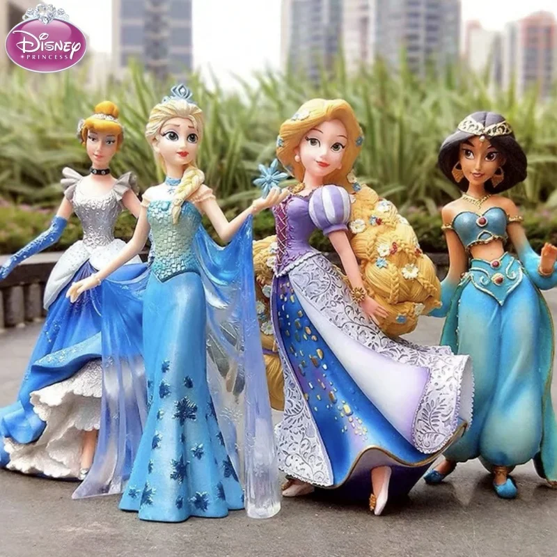 Hot 20cm Disney Character Frozen Elsa Anna Snow White Rapunzel Resin Anime Model Doll Decoration Cute Girl Toy Gift