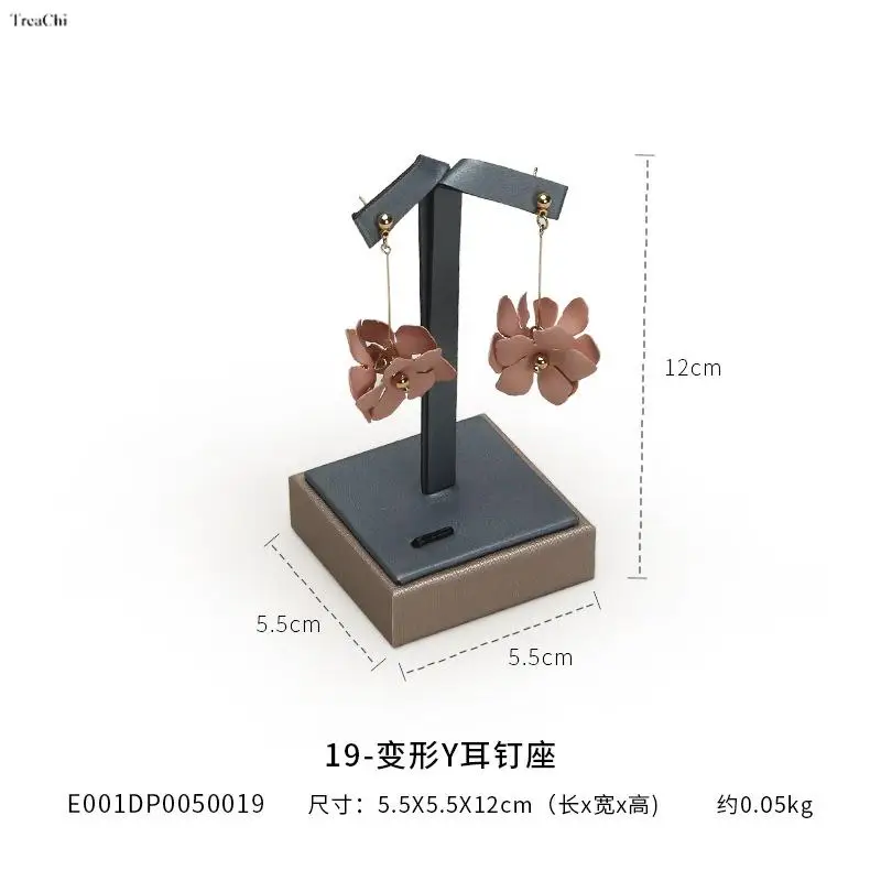 High-End-Schmuck Display Requisiten Grau Pu Halskette Ring Ohrring Schmuck Display Stand Portrait Neck Schmuck Stehen
