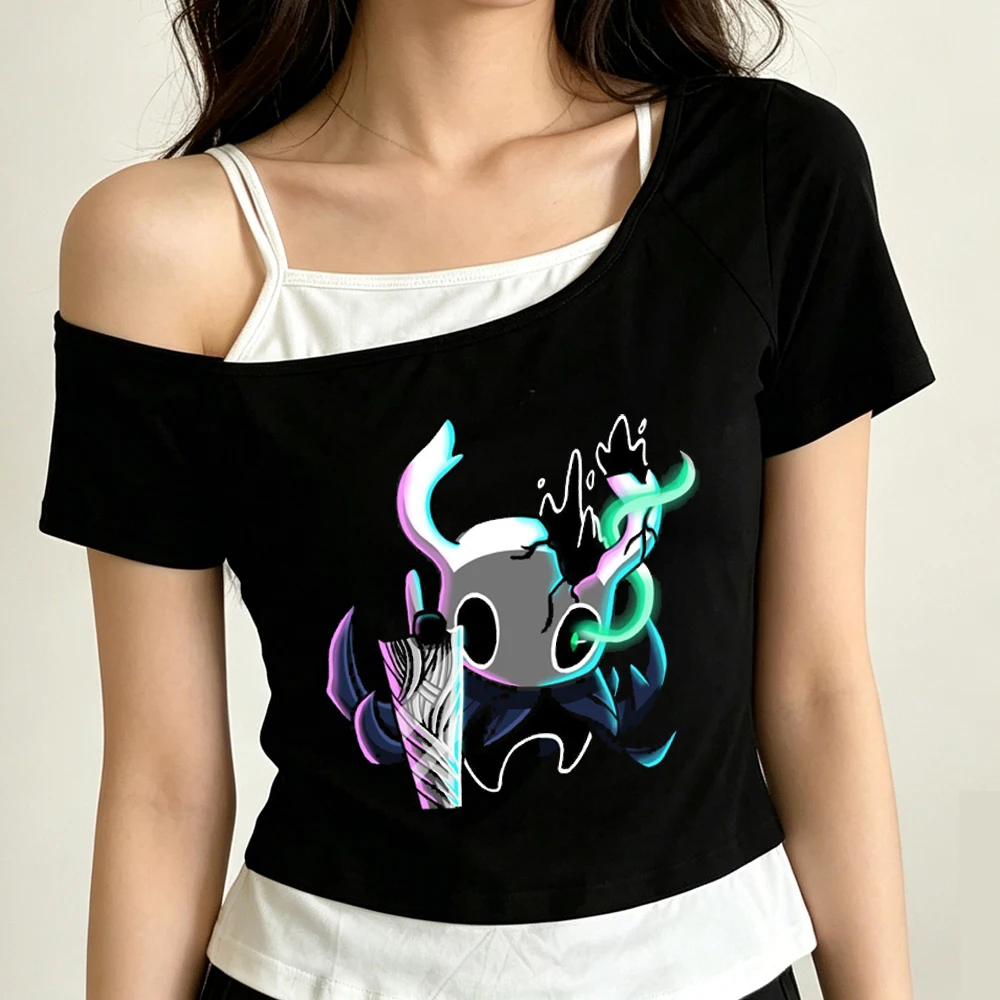 Hollow Knight crop top female y2k anime gyaru kawaii streetwear tshirt harajuku y2k japan funny emo