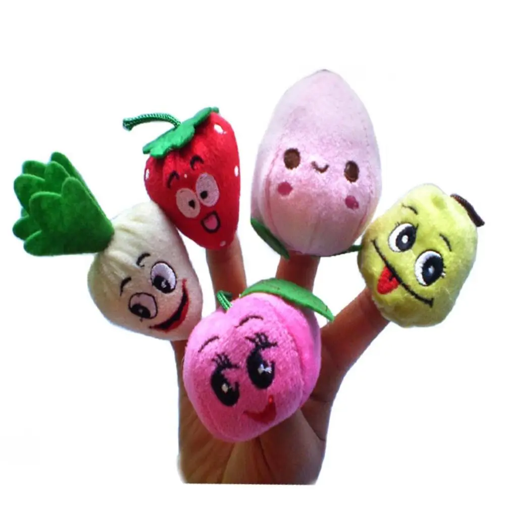 10 PCS Cartoon Fruit/Vegetable Finger Puppets Toys Different Cute Educational Cognitive Toy Teaching Mini Plush Doll