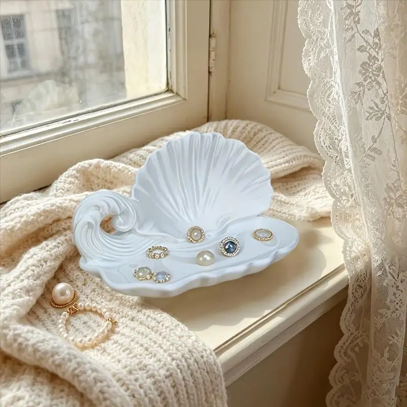 Seashell Shaped Jewelry Storage Tray Ocean Wave Exquisite Accessory Tray For Gift Ornaments Storage