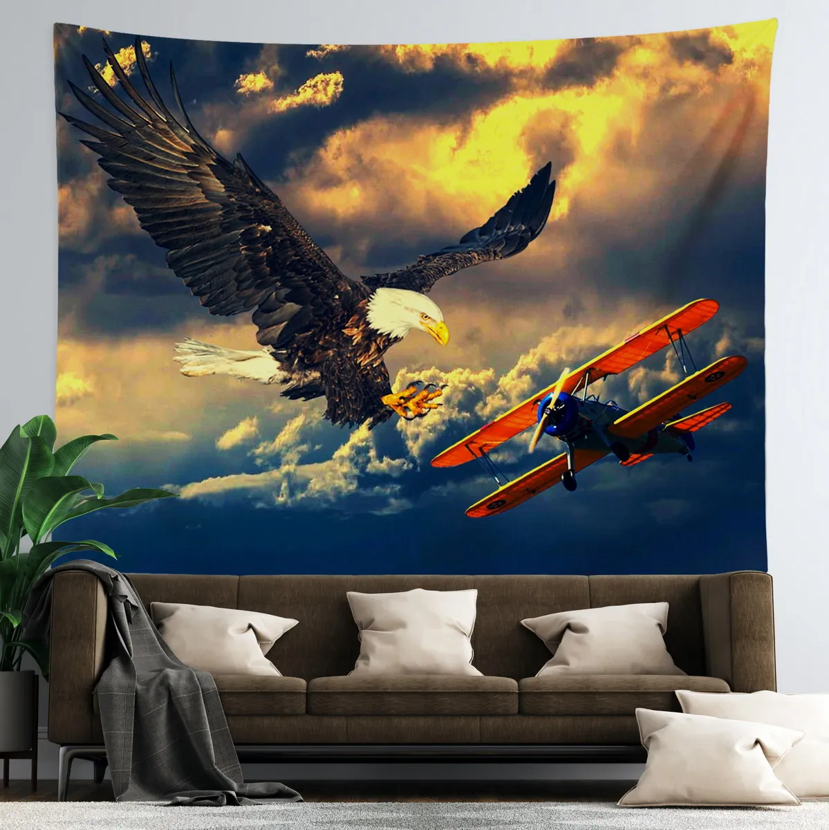 Retro Aircraft Poster Tapestry Supermarine Spitfire B-29 P51 Fighter Wall Hanging Room Decor for Bedroom Dorm Indie  