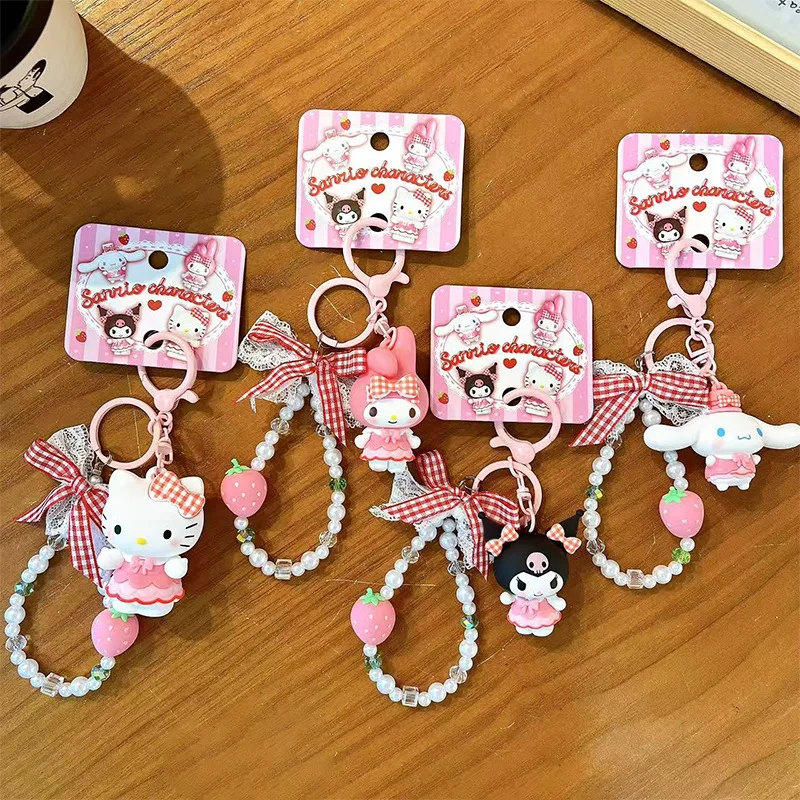 

Sanrio Hello Kitty Kuromi Cinnamoroll Gingham Strawberry Keychain Bag Charm Accessories Premium Gift for Bags