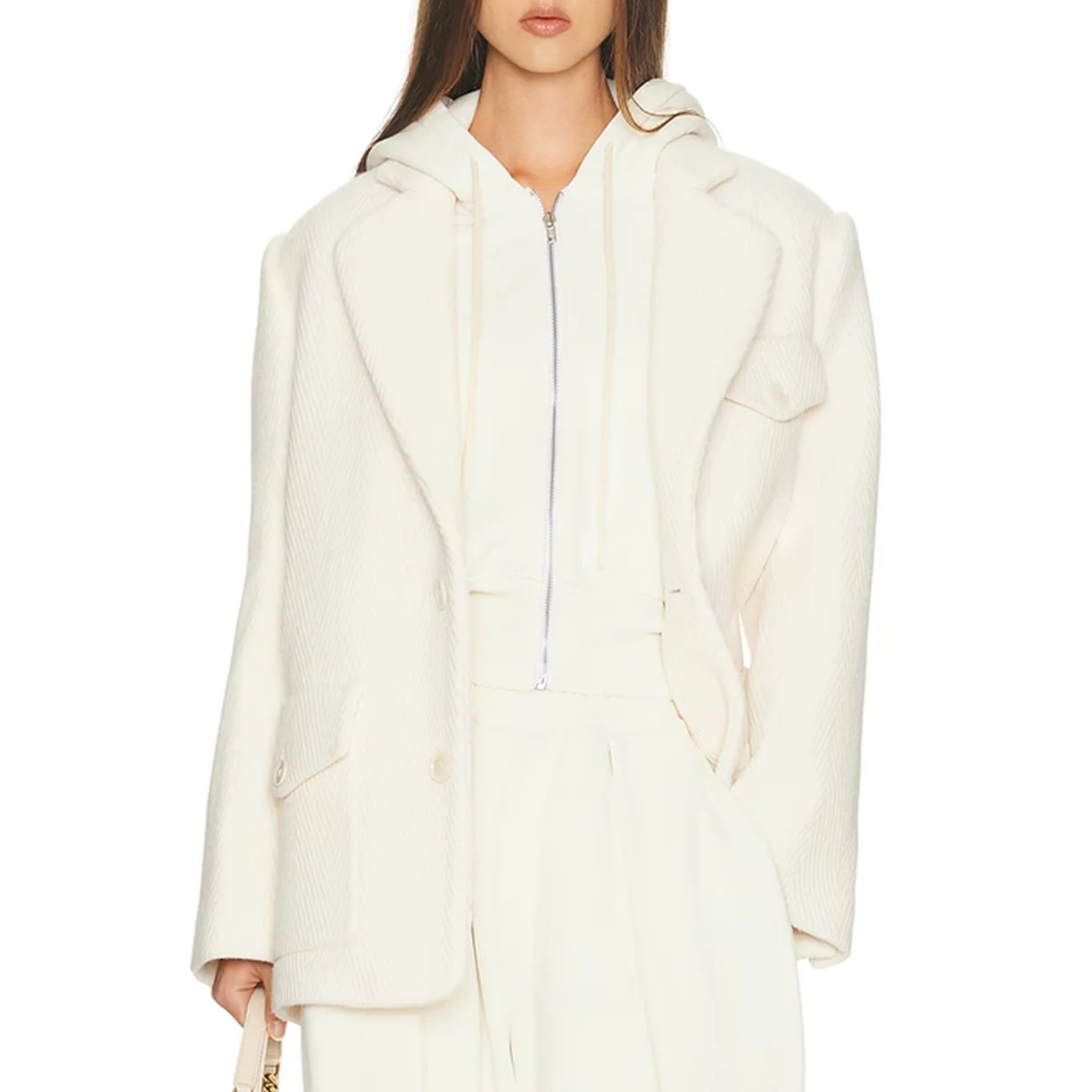 

Женский зимний пиджак 2025 года, шерстяная смесь, пригородный стиль, однобортный, женская куртка, новая мода Y2K, универсальное пальто