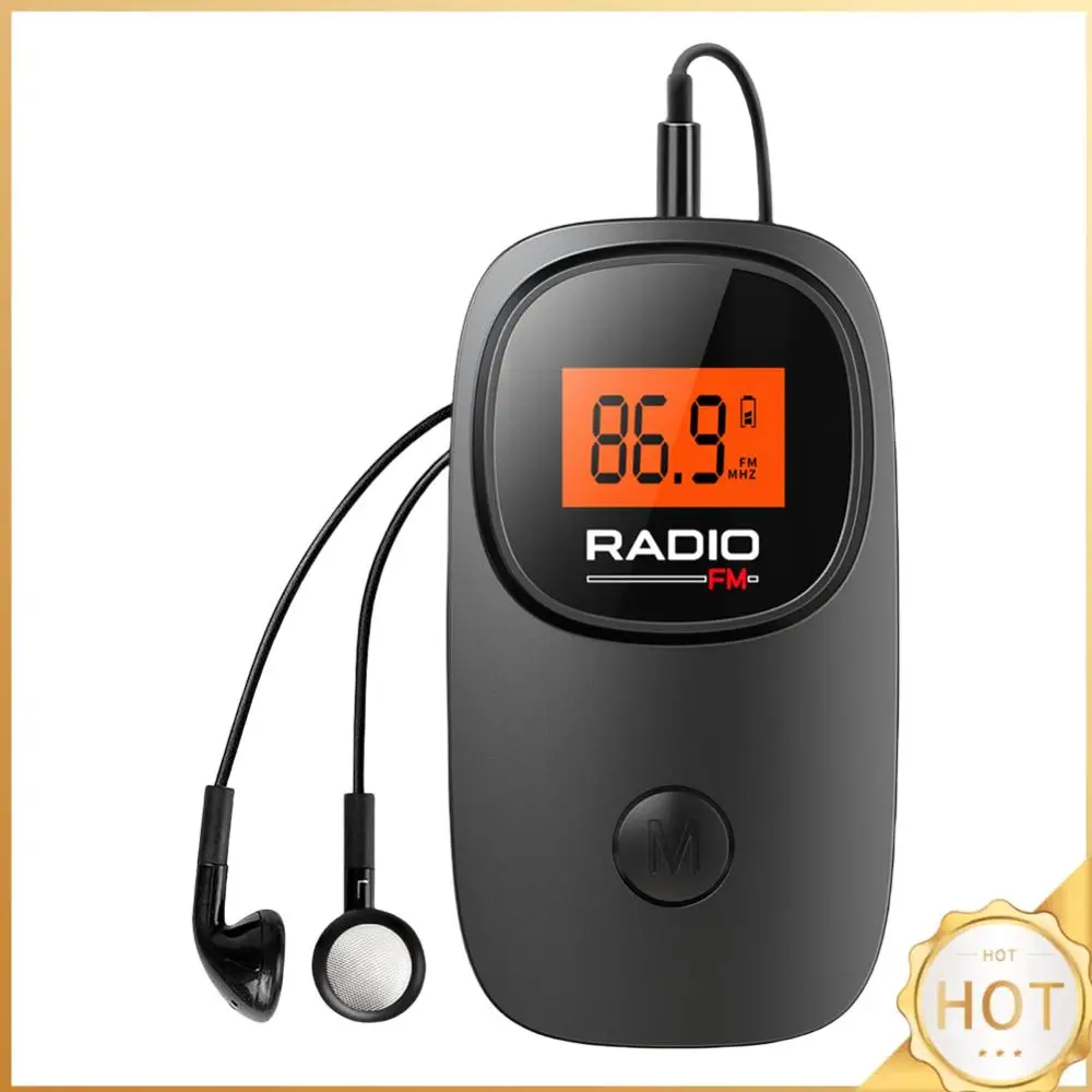 Portable Radio Digital Tuning FM Radio with Earphone Battery Operated Radio with Clip for Home Outdoor